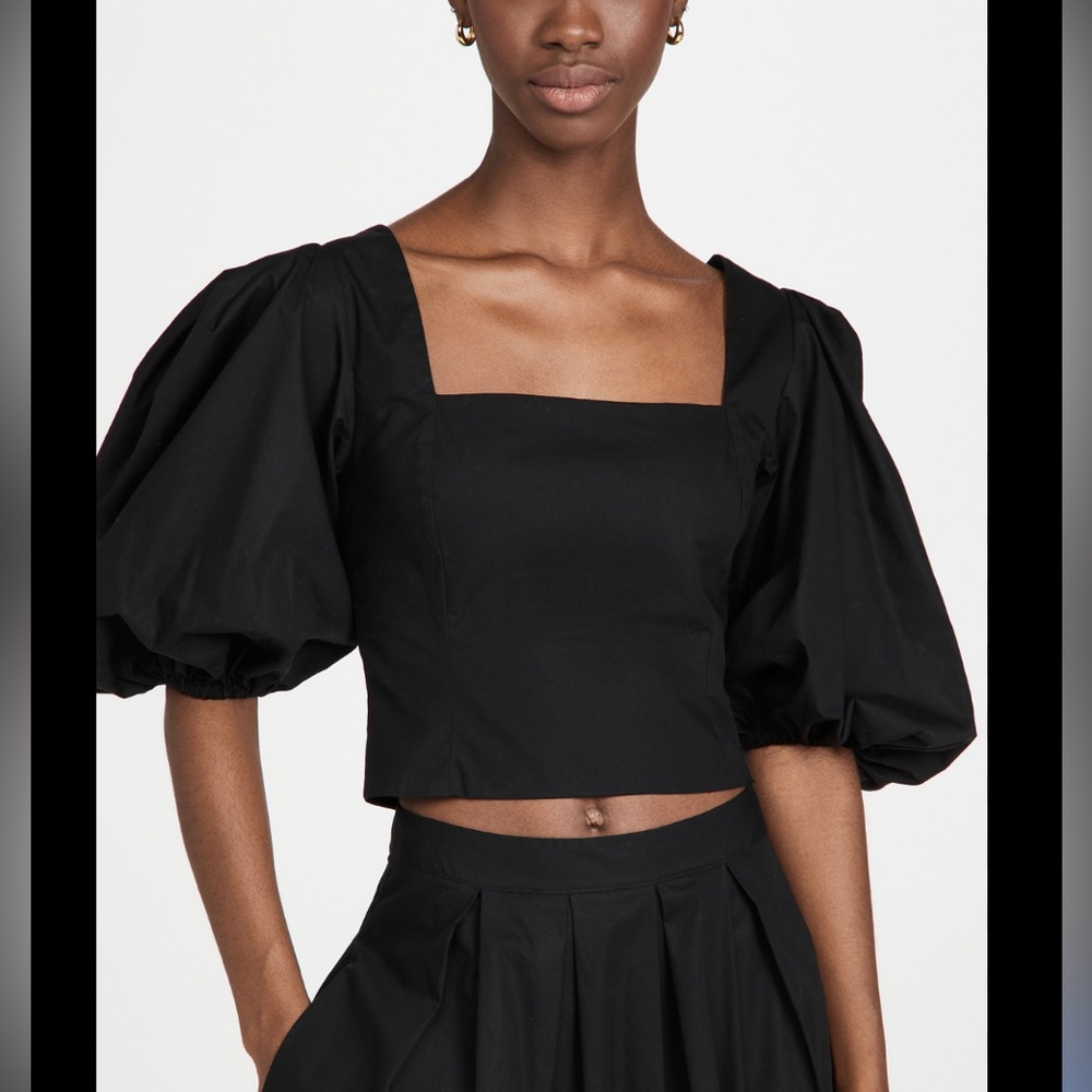 Sokie Collective Black Puff Sleeve Square Neck Top Size XL
